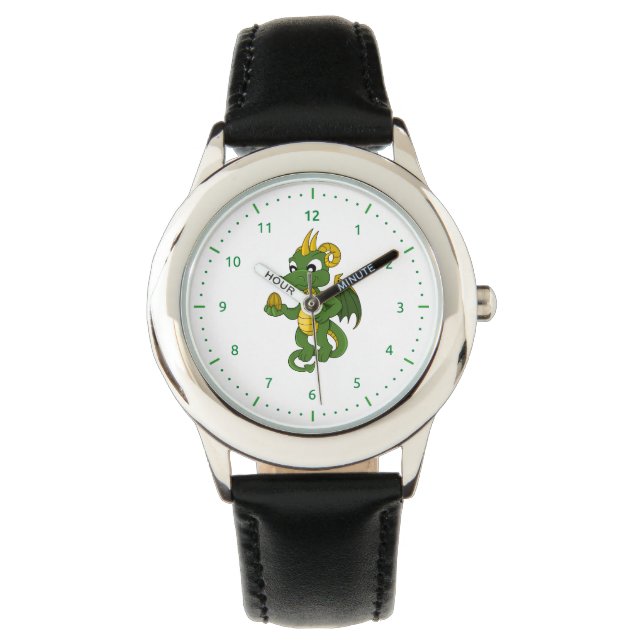 Groene draak cartoon horloge (Voorkant)