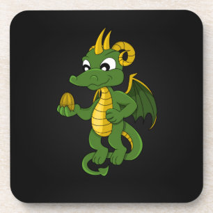 Groene draak cartoon onderzetters