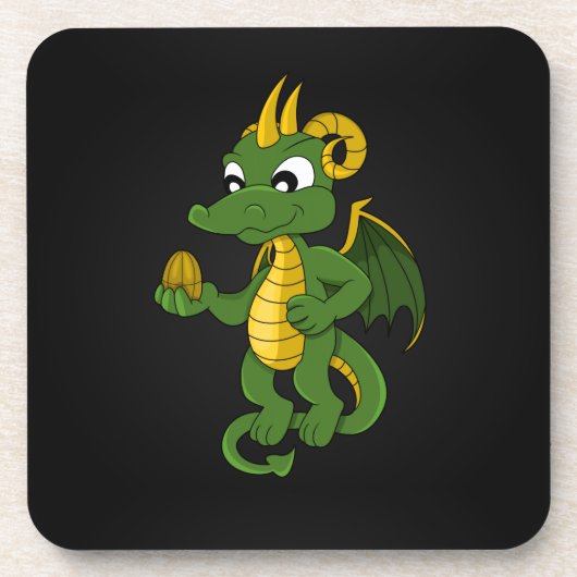 Groene draak cartoon onderzetters (Voorkant)