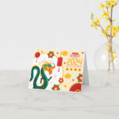 Groene Draak Chinees Nieuwjaar 2024 Kaart (Gele Bloem)