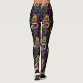 Groene draak en bloemen leggings (Achterkant)