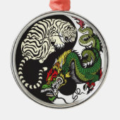 groene draak en witte tijger yin yang symbool metalen ornament (Voorkant)