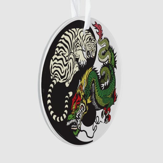 groene draak en witte tijger yin yang symbool ornament (voorkant)
