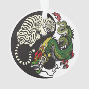 groene draak en witte tijger yin yang symbool ornament