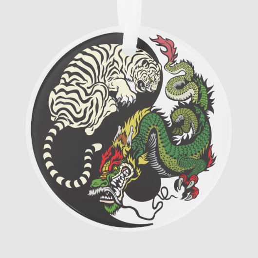 groene draak en witte tijger yin yang symbool ornament (achterkant)