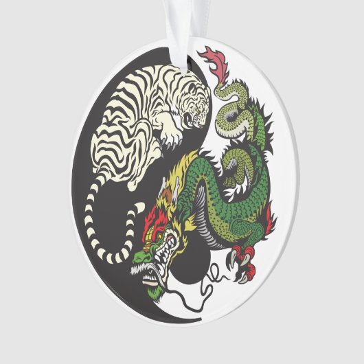 groene draak en witte tijger yin yang symbool ornament (voorkant)
