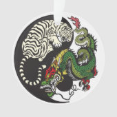 groene draak en witte tijger yin yang symbool ornament (voorkant)
