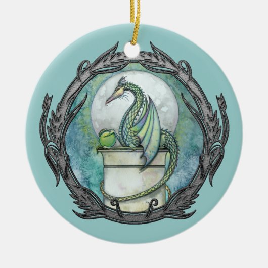 Groene Draak Fantasie Kunst Ornament (Voorkant)