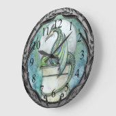 Groene Draak Fantasie Kunst Wandklok (Hoek)