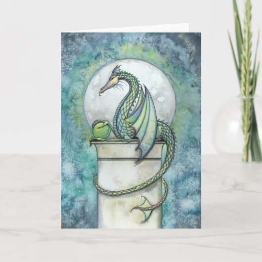 Groene Draak Fantasie Wenskaart Kaart (Voorkant)