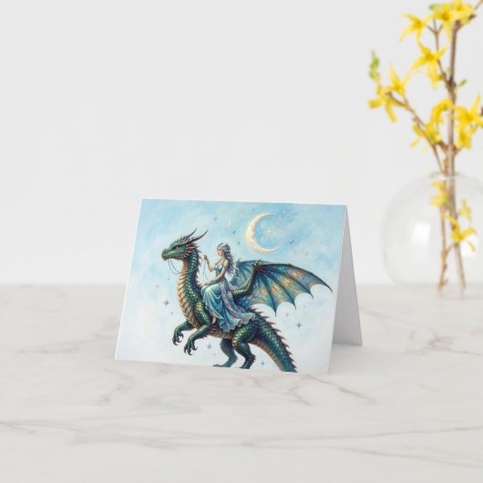 Groene Draak Fee Elke Gelegenheid Kaart (Gele Bloem)