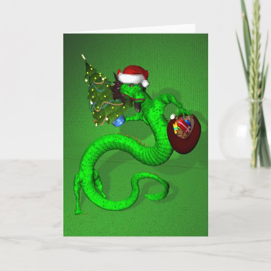 Groene draak feestdagen kaart (Voorkant)