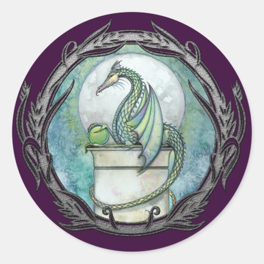 Groene Draak Gothische Fantasy Kunst Stickers (Voorkant)