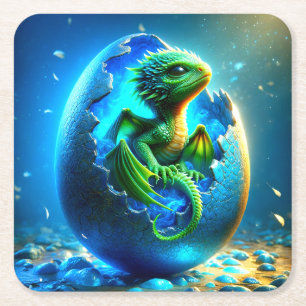Groene draak kartonnen onderzetters