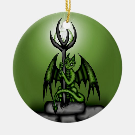 groene draak keramisch ornament (Voorkant)