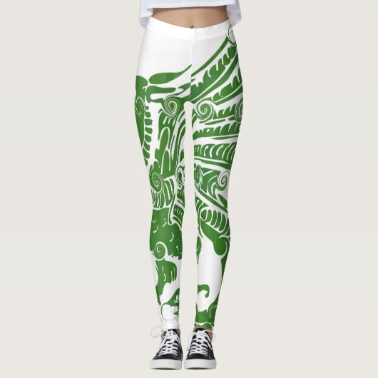 Groene draak Leggings vrouwen (Voorkant)