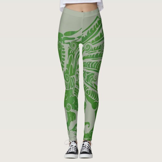 Groene draak Leggings vrouwen (Voorkant)
