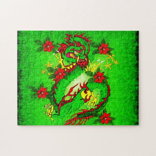 Groene draak legpuzzel (Horizontaal)