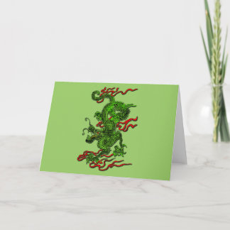 Groene Draak met de de Rode Kleding & Giften van Feestdagen Kaart