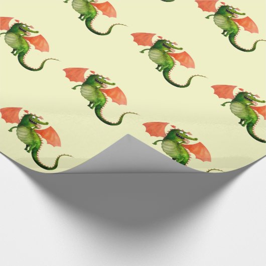 Groene draak met Donut Cadeaupapier (Hoek)