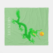 Groene draak met gouden zonnebal op groen fleece deken (Voorkant (Horizontaal))