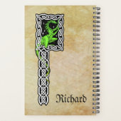 Groene draak met Keltische rand gepersonaliseerd Planner (Achterkant)