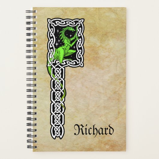 Groene draak met Keltische rand gepersonaliseerd Planner (Voorkant)