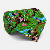 Groene draak met kersenbloesems stropdas (Opgerold)