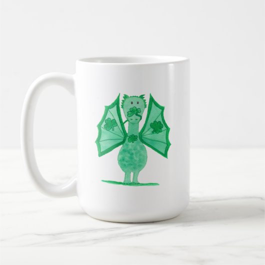 Groene Draak Met Klavertjes Koffiemok (Links)