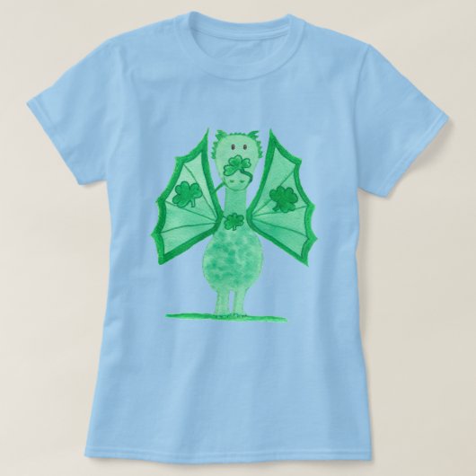 Groene Draak Met Klavertjes T-shirt (Design voorkant)