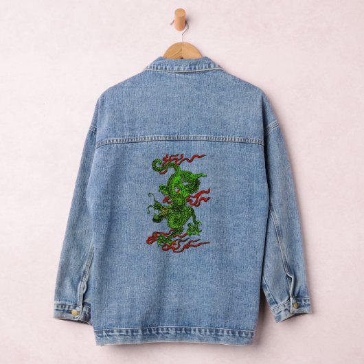 Groene Draak met Rode Detail Denim Jacket (Hangar)