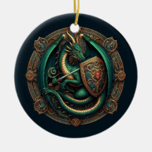 Groene draak met zwaard