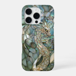 Groene Draak Nep Gebrandschilderd Glas iPhone 16 Pro Hoesje