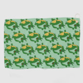 Groene Draak Ontwerp Elke Kleur Achtergrond Golfhanddoek (Horizontaal)