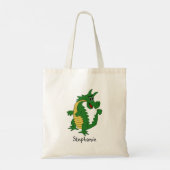 Groene Draak Ontwerp Tote Bag (Achterkant)