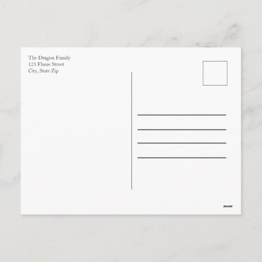 Groene draak op kerstavond feestdagenkaart (Achterkant)