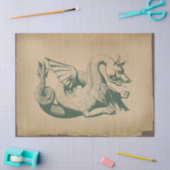 Groene draak op onderdruk lichte tan-ontkoppeling tissuepapier (Craft)