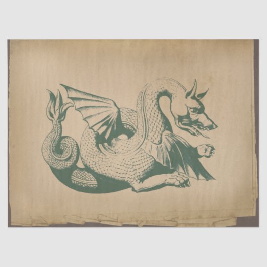 Groene draak op onderdruk lichte tan-ontkoppeling tissuepapier (Voorkant)