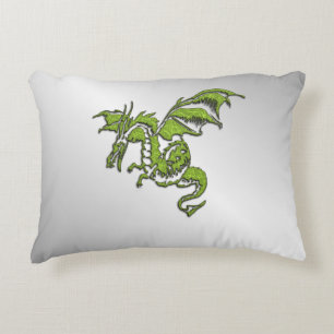 Groene Draak op Zilver Accent Kussen