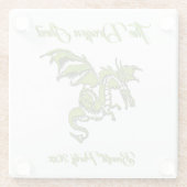 Groene draak op zilver glazen onderzetter (Achterkant)