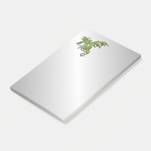 Groene Draak op Zilver Post-it® Notes (Schuin)