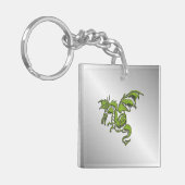 Groene Draak op Zilver Sleutelhanger (Voorkant Links)