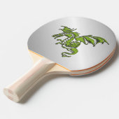 Groene draak op zilver tafeltennisbatje (Voorkant Gekanteld)