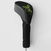 Groene draak op zwart golfheadcover (Schuin)