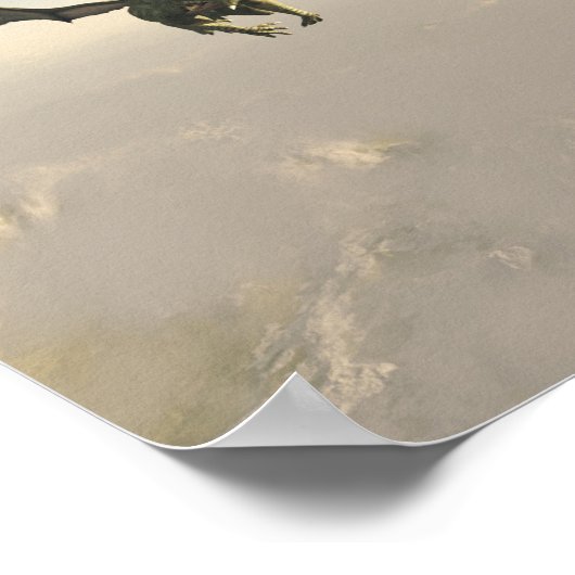 Groene draak over de bergen poster (Hoek)