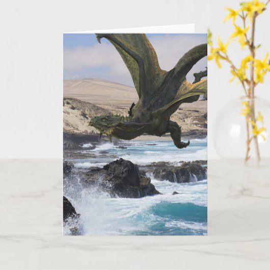 Groene draak over kust kaart (Gele Bloem)