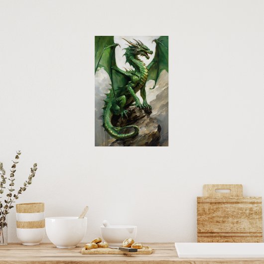 Groene draak poster (Keuken)