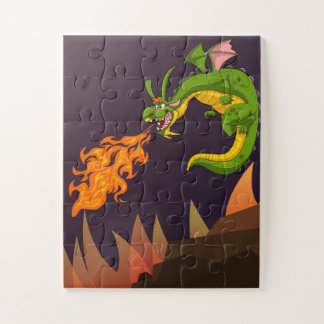 Groene draak puzzel legpuzzel