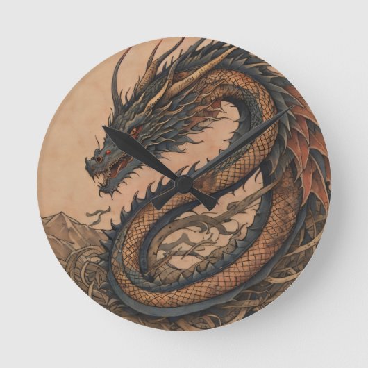 Groene draak  ronde klok (Voorkant)