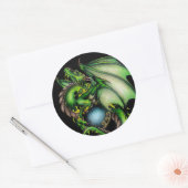 Groene draak ronde sticker (Envelop)